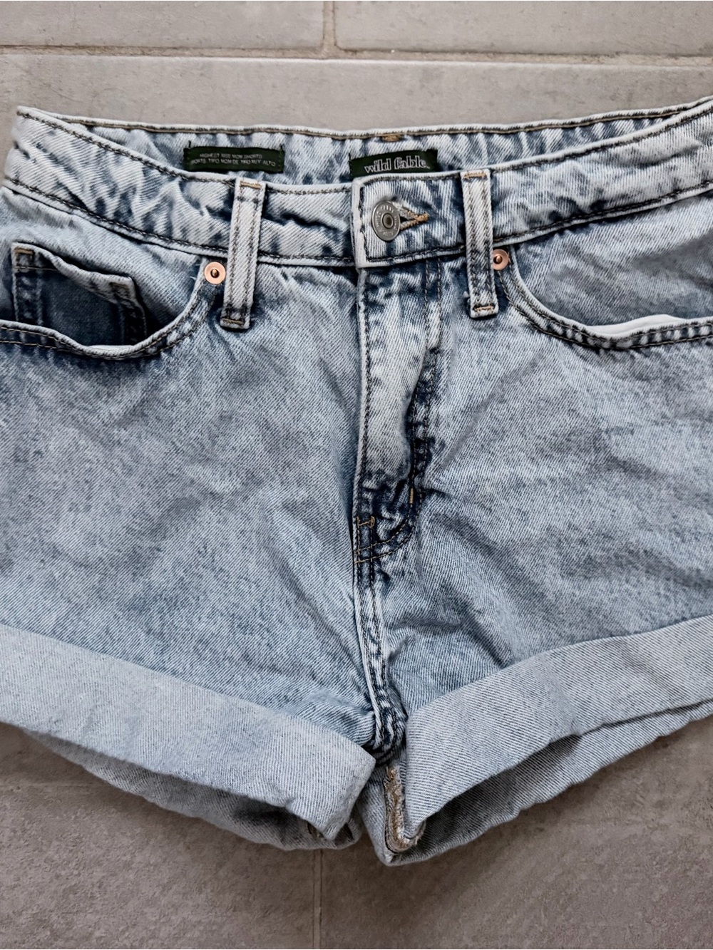 wild fable Light Wash High-Rise Cuffed Denim Shorts
